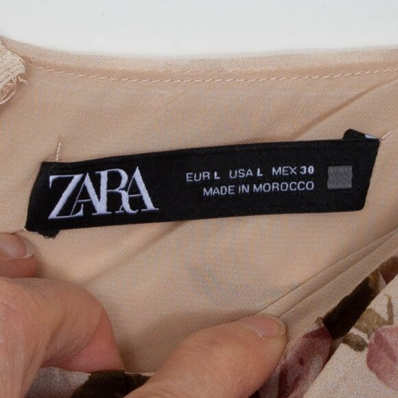 Zara Floral Print Draped Ruched Dress Blogger Favorite Womens Size Large - Picture 8 of 13